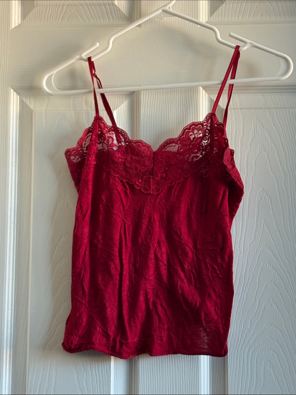 Charlotte Russe Red Lace Trim Satin Camisole